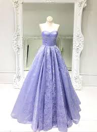 Light Purple Lace Long Prom Dress Sweetheart Neck Evening Dress Trendty