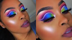 colorful glitter cut crease makeup