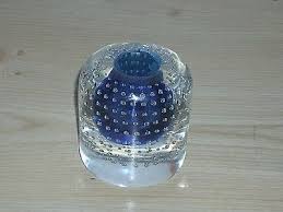 vintage blue controlled bubble glass