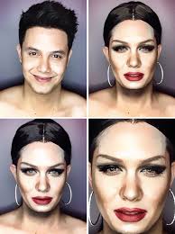 guy transforms his face with makeup to