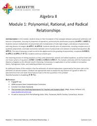 algebra ii module 1 home lpss