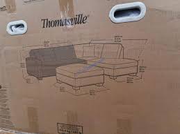 Our inventory of reclining and stationary sectionals are available in fabric, leather, and upholstery in a variety of styles to complement any home decor. Costco 1355974 Thomasville Artesia 3 Piece Fabric Sectional With Ottoman Size Costcochaser