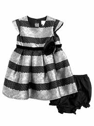 Blush By Us Angels Infant Silver Lace Stripe Brocade Dress
