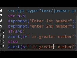 javascript program to find greater of