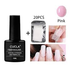 20pcs nail care fibergl silk nails wrap stickers nail extension fiber gl with 15ml fiber nail art gel nail art kit pink173