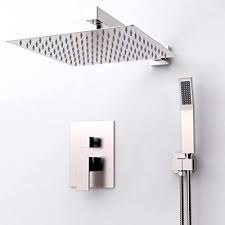 When looking into a shower and bathtub combo, you need to make sure you have enough room to work with. Buy Shower Faucet Set Complete Brushed Nickel Rain Shower System Bathtub Shower Combo Luxury Shower Fixtures With Pressure Balance Shower Valve And Trim Kit Included 12inch Brushed Nickel Online In Indonesia B08zsqc7dh