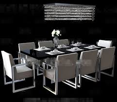 long black dining table combination 3d