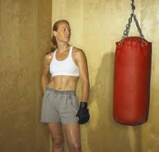 abdominal workout with a punching bag