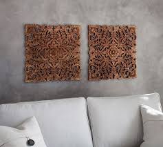 carved wood panels set of 2 wall