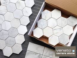 Effortlessly versatile, this geometric tile adds handmade design to your space. Carrara Venato 4 Hexagon Marble Mosaic Tile Available Online From The Builder Depot This Incredible White Based Hexagonal Mosaic Hexagon Mosaic Tile Carrara