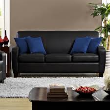 mainstays faux leather sofa black