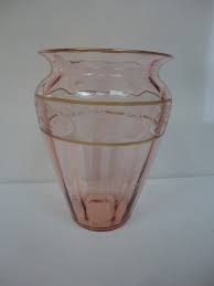 Vintage Pink Depression Glass Gold