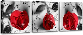 Black And White Red Rose Canvas Wall