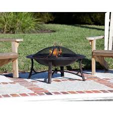 Round Steel Fire Pit In Brushed Bronze