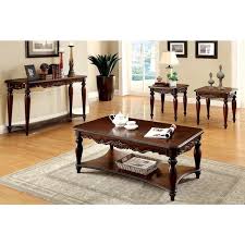 Brown Rectangle Wood Coffee Table Set