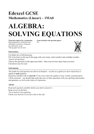 Algebra Solving Equations