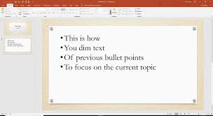 Dim Text In Powerpoint Presentations