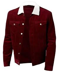 Shaun Corduroy Trucker Red White Fur Cotton Jacket At Amazon