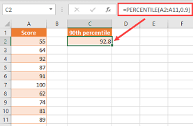 how to find percentile in excel