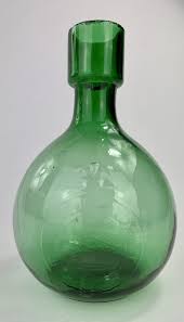 antique green glass fire grenade