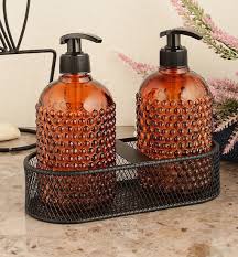 Soap Dispenser Amber Color Glass Liquid