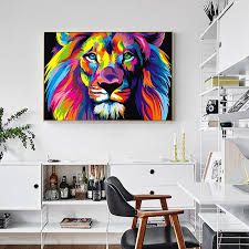 Rainbow Lion Painting Stylish Lion