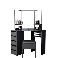 Search for dressing table with addresses, phone numbers, reviews, ratings and photos on ireland business directory. Corner Dressing Table Mirror Set Makeup Dresser Table With 5 Drawers And Stool Bedroom Dressing Desk Furniture 114 61 140cm Black Buy Online In Colombia At Desertcart Co Productid 189729633