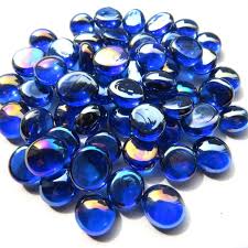 Small Blue Glass Pebbles 100g Ir