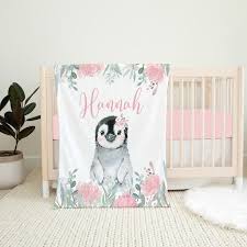 Personalized Penguin Baby Blanket