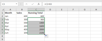 running total ulative sum in excel