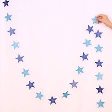 4m star shaped garland banner blue