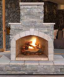 Stone Veneer Outdoor Fireplace Rustic