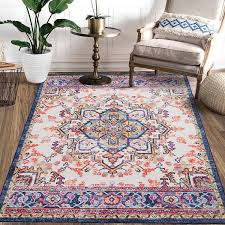 washable boho living room area rug