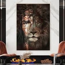 cool lion canvas painting fashionable