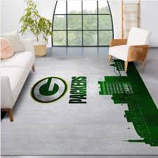 green bay packers skyline nfl area rug