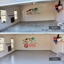 white epoxy garage floor concrete