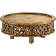Indian Handmade Wooden Round Coffee