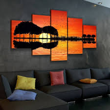 Scenic Guitar Sunset Canvas Set Wall