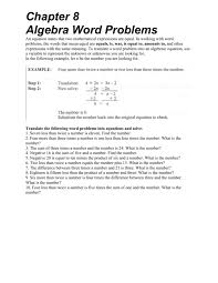 chapter 8 algebra word problems
