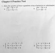 Chapter 6 Practice Test 1 Solve The