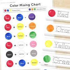 Color Mixing Chart Color Name Tracing