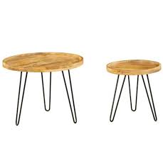 Purna Round Wooden Nested Tray Coffee Table