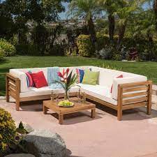 4 Piece Wood Outdoor Sectional Set