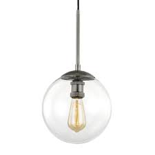 Fifth And Main Lighting Asheville 1 Light Historic Nickel Globe Pendant With Glass Shade Wl 2290 The Home Depot