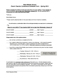 Middle School Parent Teacher Conference Forms Fill Online