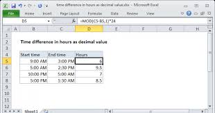 time difference in hours as decimal