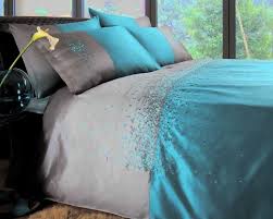 Teal Grey Duvet Cover Bedding Set