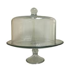 Glass Raised Cake Stand With Dome W