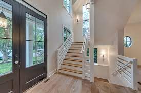 A rainier interior wood stair railing maintains this . Modern Farmhouse Stairs Gallery Designed Stairs