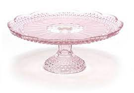 Pink Glass Pedestal Serving Plates